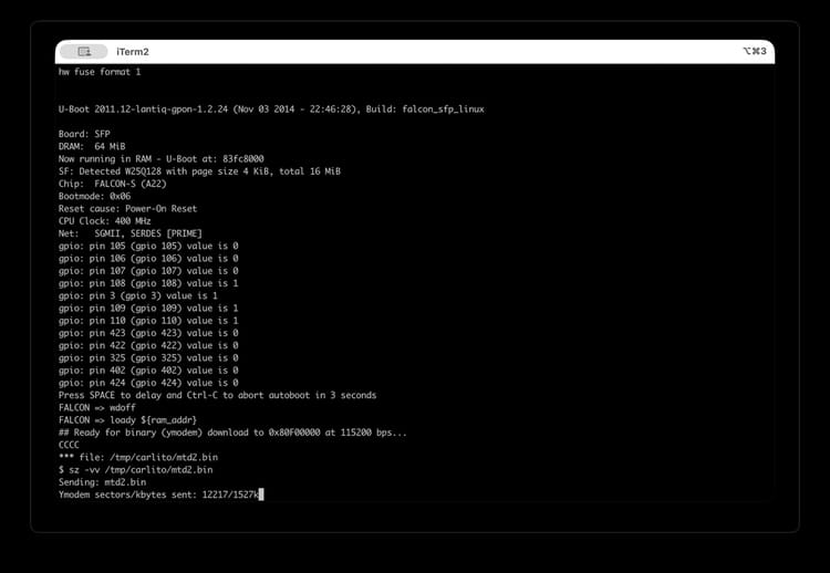 Flashing a Huawei GPON SFP Stick with Carlito Firmware